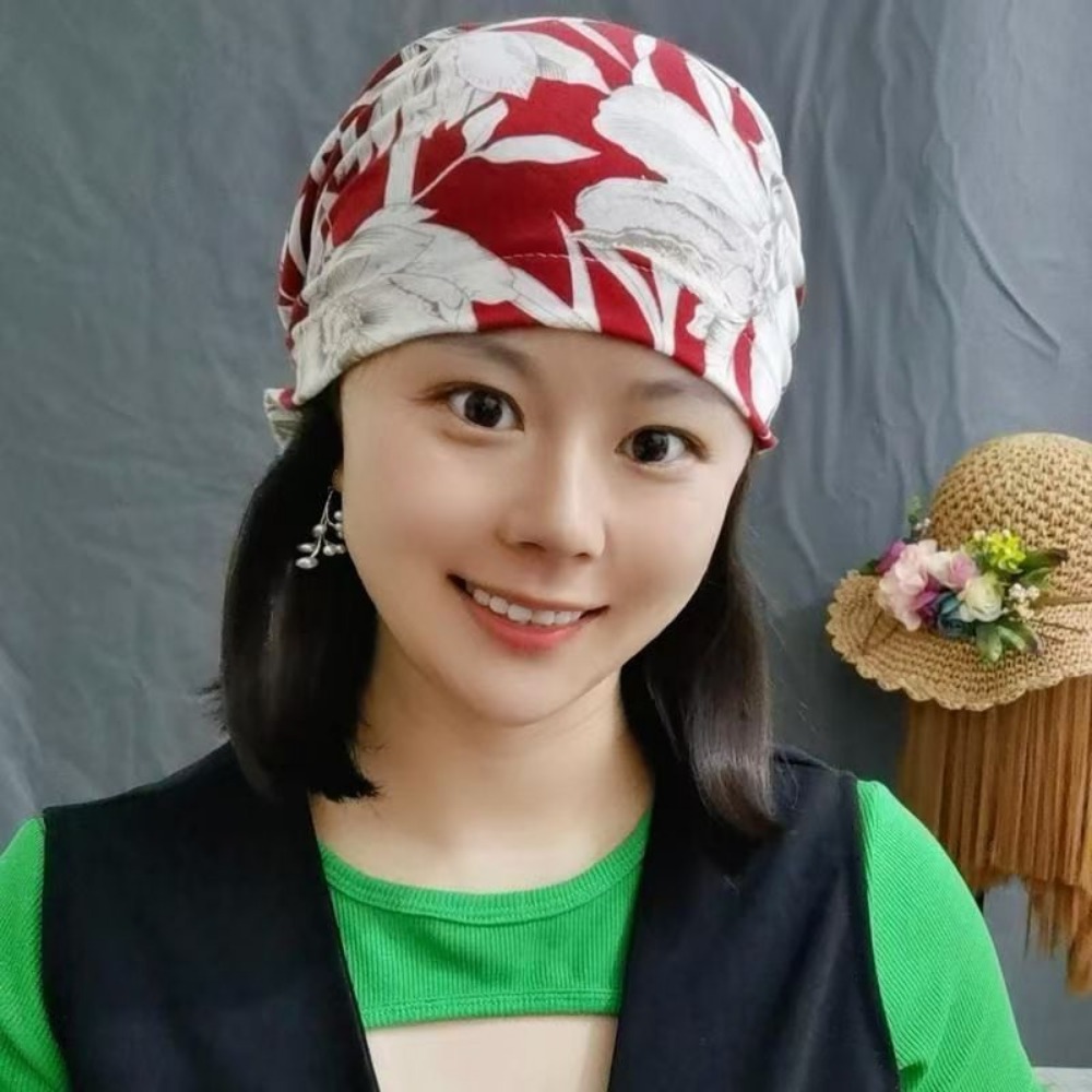 Bandana Cotton - ผ้าโพกศีรษะลายดอกไม้คุณภาพสูง 10 สี ผ้าฝ้าย ขนาดรอบศีรษะ: 58