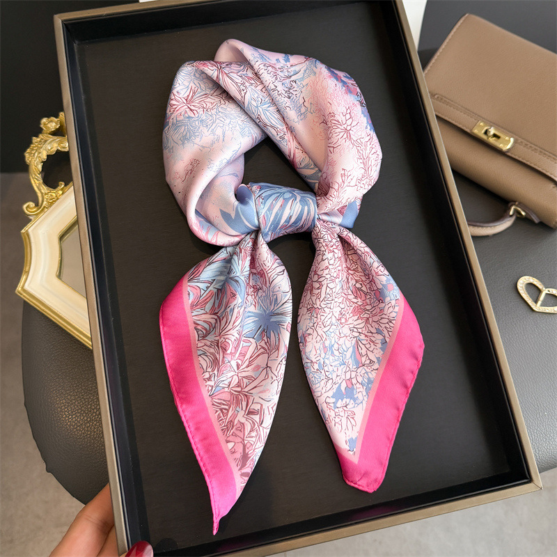 Face Scarf Mask - ผ้าพันคอพิมพ์ลายดีไซน์หรูสำหรับผู้หญิง ผ้าไหม ผ้าพันคอ ผ้าคลุมศีรษะ ผ้าพันคอ ผ้าคลุมไหล่