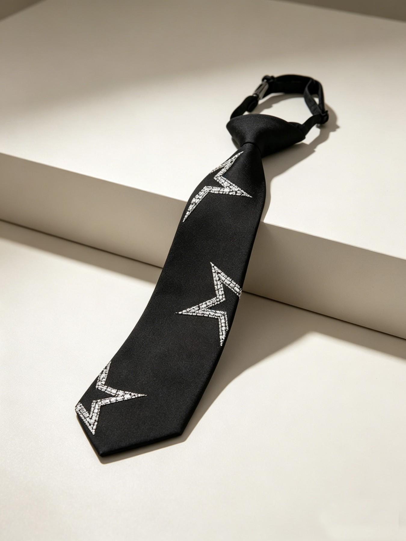 Bow Tie Pre Tied - เนคไทโบว์ประดับเลื่อมรูปดาวแบบผูกสำเร็จ ปรับขนาดได้ เหมาะสำหรับทุกเพศ ใช้ได้ในงานทางการ งานเล่นบทบาทสมมติ งานปาร์ตี้