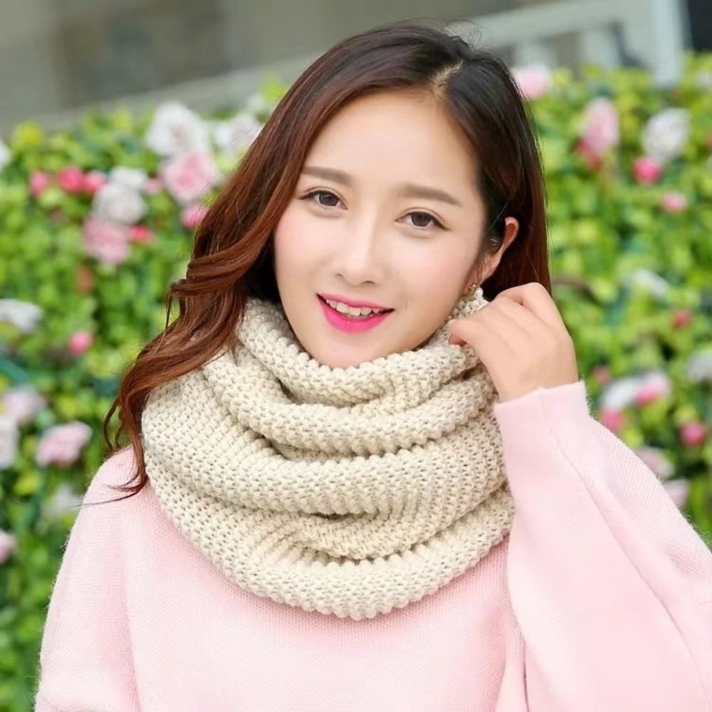 ผ้าพันคอแบบวงกลมสีพื้นอบอุ่น ร - Infinity Scarf Knit บทวิจารณ์และราคา