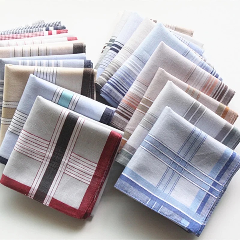 ผ้าเช็ดหน้าผ้าฝ้าย 100% ผ้าเช็ - Handkerchief Cotton Men บทวิจารณ์และราคา