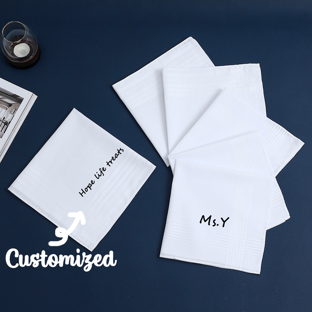 ผ้าเช็ดหน้าผ้าฝ้ายพิมพ์ลายชื่อ - Handkerchief Cotton Men บทวิจารณ์และราคา
