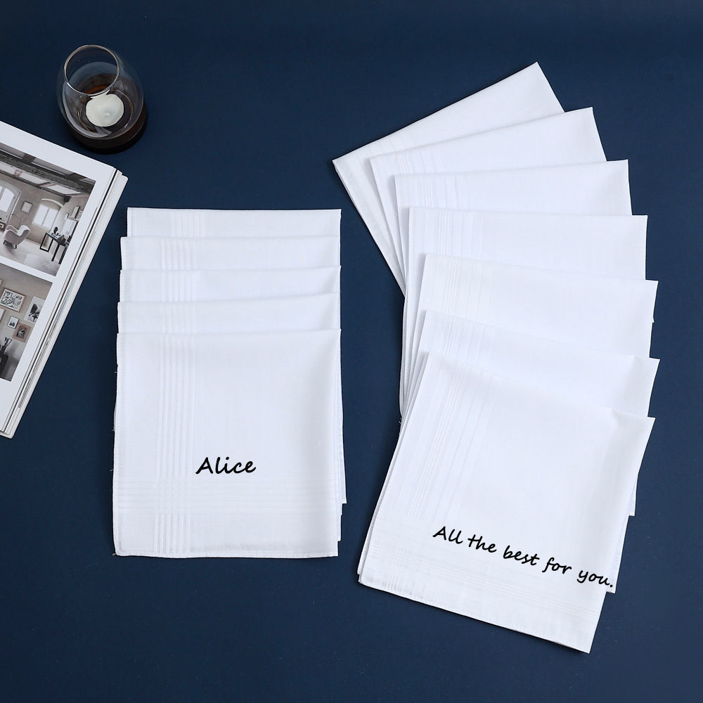 ผ้าเช็ดหน้าผ้าฝ้ายพิมพ์ลายชื่อ - Handkerchief Cotton Men บทวิจารณ์และราคา