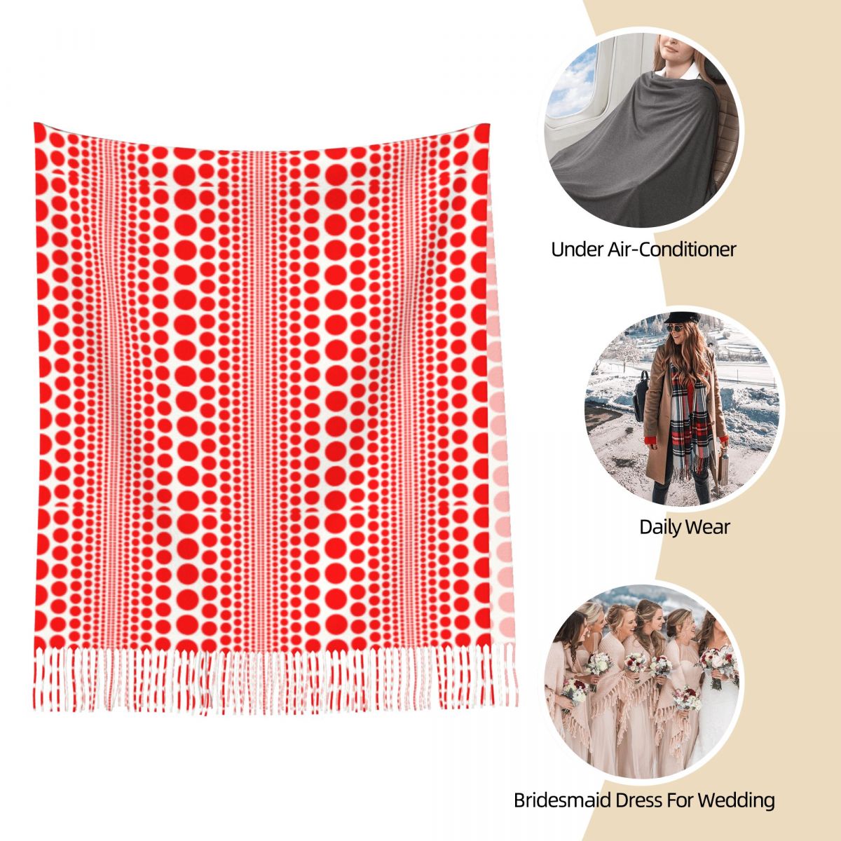 ผ้าพันคอลายจุดอินฟินิตี้สีแดงส - Infinity Scarf Knit บทวิจารณ์และราคา